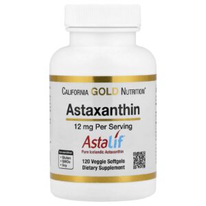California Gold Nutrition Astaxantina Pura Islandesa Astalif® 12 mg 120 Cápsulas Softgel Vegetais