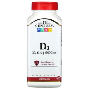 21st Century Vitamina D3 25 mcg (1.000 UI) 500 Comprimidos