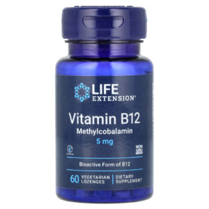 Life Extension Vitamina B12 Mecobalamina 5 mg 60 Pastilhas Vegetarianas
