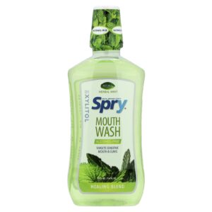 Xlear Spry® Enxaguante Bucal Spry® Mistura Reparadora Sem Álcool Menta e Ervas Naturais 473 ml (16 fl oz)