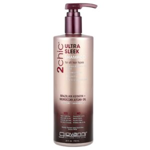 Giovanni 2chic® Shampoo Ultra Sleek Para Todos os Tipos de Cabelo Queratina Brasileira + Óleo de Argão Marroquino 710 ml (24 fl oz)