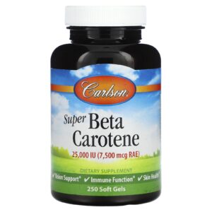 Carlson Super Beta Carotene 7.500 mcg RAE (25.000 UI) 250 Cápsulas Softgel