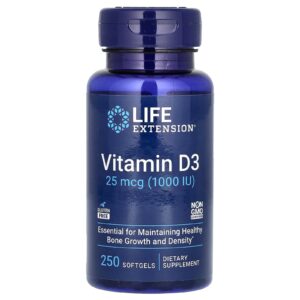 Life Extension Vitamina D3 25 mcg (1.000 UI) 250 Cápsulas Softgel