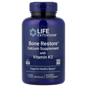 Life Extension Bone Restore com Vitamina K2 120 Cápsulas