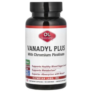Olympian Labs Vanadyl Plus com Picolinato de Cromo 100 Cápsulas Vegetarianas