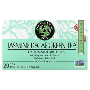 Triple Leaf Tea Chá Verde Descafeinado de Jasmim 20 Saquinhos de Chá 38 g (134 oz)
