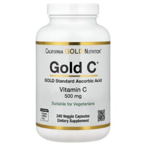 California Gold Nutrition Gold C™ Vitamina C de Classe USP 500 mg 240 Cápsulas Vegetais
