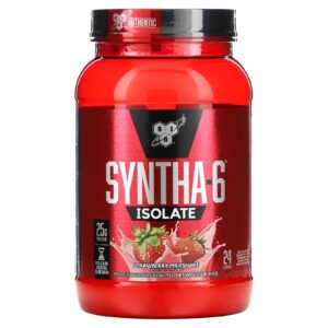BSN Isolado Syntha-6® Mistura em Pó para Bebida de Proteína Milkshake de Morango 912 g (201 lb)