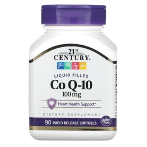 21st Century CoQ-10 Preenchida com Líquido 100 mg 90 Cápsulas Softgel de Liberação Rápida