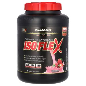 ALLMAX Isoflex 100% Proteína Isolada de Soro de Leite Pura (Proteína Isolada por Filtração com Íons) Morango 2.27 kg