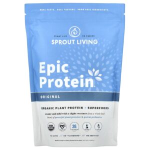 Sprout Living Epic Protein Proteína Vegetal Orgânica + Superalimentos Original 455 g (1 lb)