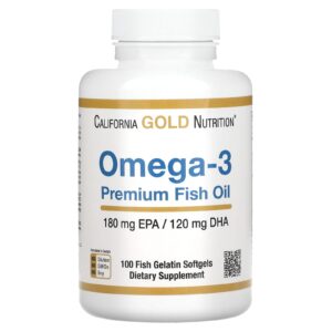California Gold Nutrition Óleo de Peixe Premium Ômega-3 100 Cápsulas Softgel de Gelatina de Peixe (1.100 mg por Cápsula Softgel)
