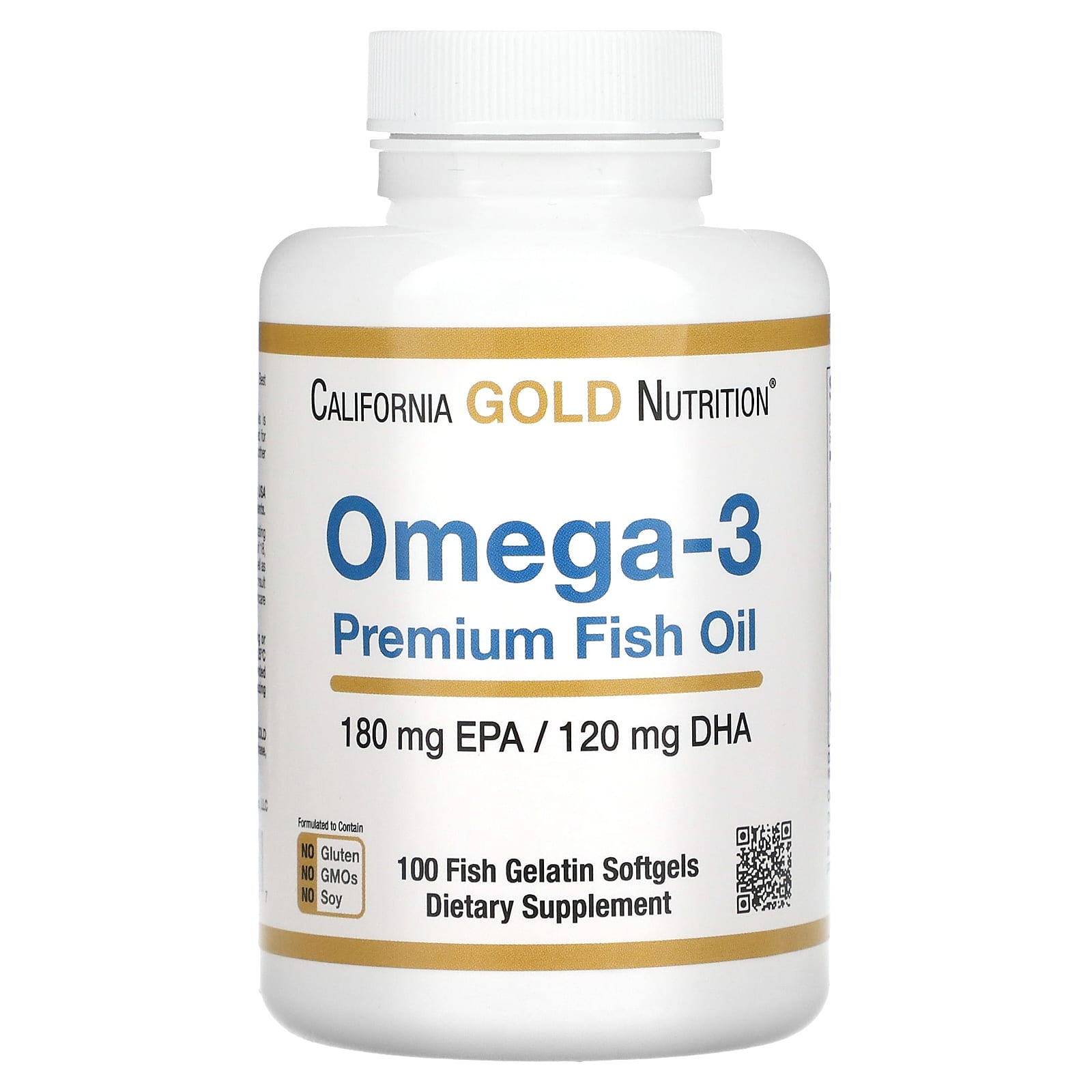 California Gold Nutrition Óleo de Peixe Premium Ômega-3 100 Cápsulas Softgel de Gelatina de Peixe (1.100 mg por Cápsula Softgel)