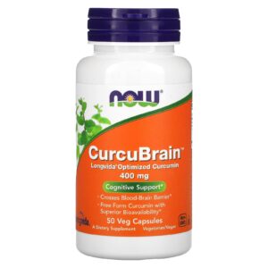 NOW Foods CurcuBrain Suporte Cognitivo 400 mg 50 Cápsulas Vegetais