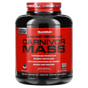 MuscleMeds Massa de Carnívora Ganhador de Proteína de Bovino Anabólico Fudge de Chocolate 2.646 g (583 lbs)