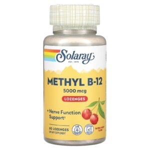 Solaray Metil B12 de Alta Potência sabor natural de cereja 5000 mcg 60 pastilhas