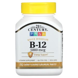 21st Century Vitamina B-12 Cereja 5.000 mcg 110 Comprimidos Sublinguais