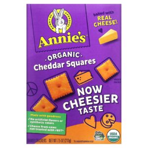 Annies Homegrown Quadrados de Cheddar Orgânico Biscoitos Assados 213 g (75 oz)