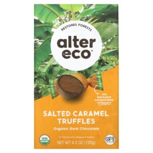 Alter Eco Trufas de Caramelo Salgadas Orgânicas Chocolate Amargo 42 oz (120 g)