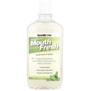 NutriBiotic Mouth Fresh® Enxaguante Bucal e Gargarejo Hortelã-Pimenta Refrescante 473 ml (16 fl oz)