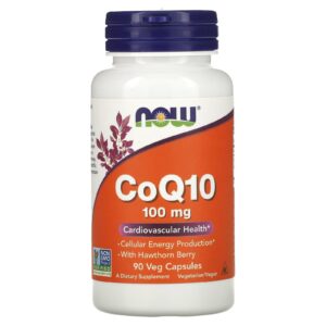 NOW Foods CoQ10 com Baga de Espinheiro Branco 100 mg 90 Cápsulas Vegetais