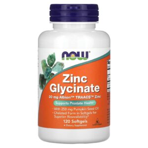 NOW Foods Glicinato de Zinco 120 Cápsulas Softgel
