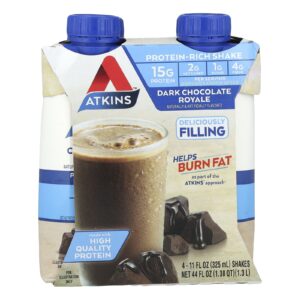 Atkins Shake Rico em Proteína Chocolate Amargo Royale 4 Shakes 325 ml (11 fl oz) Cada