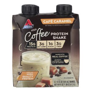 Atkins Shake Proteico de Café Gelado Café e Caramelo 4 Shakes 325 ml (11 fl oz) Cada