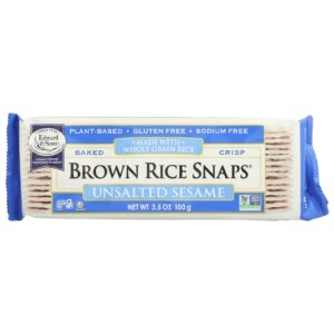 Edward & Sons Biscoitos assados de arroz integral gergelim sem sal 35 oz (100 g)