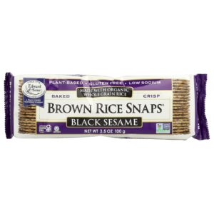 Edward & Sons Snaps de Arroz Integral Assado em Grãos Integrais Gergelim Preto 100 g (35 oz)