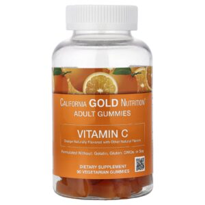 California Gold Nutrition Gomas de Vitamina C com Vitamina A de 100% Betacaroteno 90 Gomas Vegetarianas