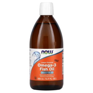 NOW Foods Óleo de Peixe Ômega-3 Sabor Limão 500 ml (169 fl oz)