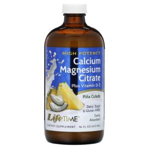 LifeTime Vitamins Citrato de Cálcio e Magnésio além de Vitamina D3 Piña Colada 473 ml (16 fl oz)