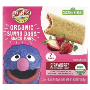 Earths Best Barras para Snack Bars® Orgânicas Sunny Days Para Maiores de 2 Anos Morango 7 Barras 19 g (067 oz) Cada