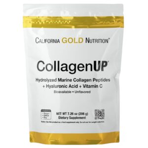 California Gold Nutrition CollagenUP® Peptídeos de Colágeno Marinho Hidrolisado com Ácido Hialurônico e Vitamina C Sem Sabor 206 g (726 oz)