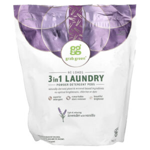Grab Green 3-in-1 Laundry Detergent Pods Lavanda com Baunilha 60 Lavadas 2 lb 1.080 g (6 oz)