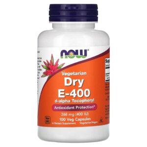 NOW Foods E-400 Seco Vegetariano 268 mg (400 UI) 100 Cápsulas Vegetais