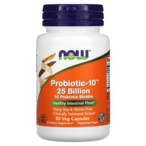 NOW Foods Probiotic-10 25 Bilhões 50 Cápsulas Vegetais