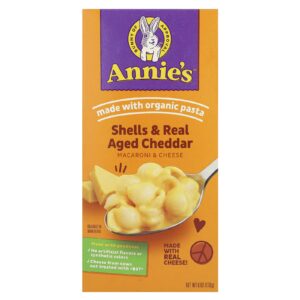Annies Homegrown Macarrão e Queijo Conchas e Cheddar Verdadeiro Envelhecido 170 g (6 oz)