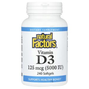 Natural Factors Vitamina D3 125 mcg (5.000 UI) 240 Cápsulas Softgel