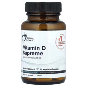 Designs For Health Vitamina D Suprema D3 + Vitamina K1 K2 60 Cápsulas Vegetarianas