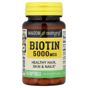 Mason Natural Biotina 5.000 mcg 60 Cápsulas Softgel