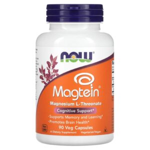 NOW Foods Magtein® L-treonato de Magnésio 90 Cápsulas Vegetais