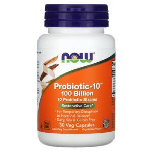 NOW Foods Probiotic-10 100 Bilhões 30 Cápsulas Vegetais