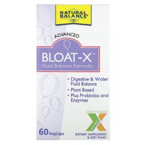 Natural Balance Bloat-X Fórmula de Equilíbrio de Fluidos 60 VegCaps