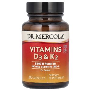 Dr. Mercola Vitaminas D3 e K2 30 cápsulas