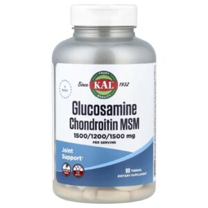 KAL Glucosamina e Condroitina MSM Sem Sódio 90 cápsulas
