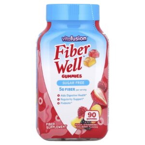 VitaFusion Gomas Fiber Well™ Pêssego Morango e Fruto Silvestre 90 Gomas