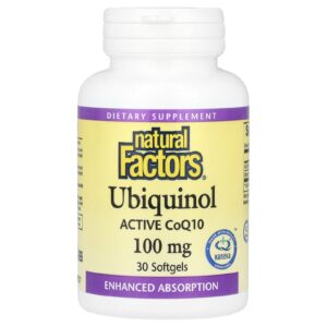 Natural Factors Ubiquinol CoQ10 Ativa 100 mg 30 Cápsulas Softgel