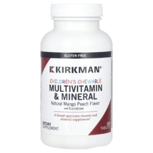 Kirkman Labs Multivitamínico e Minerais Mastigáveis para Crianças Manga e Pêssego Naturais 120 Comprimidos
